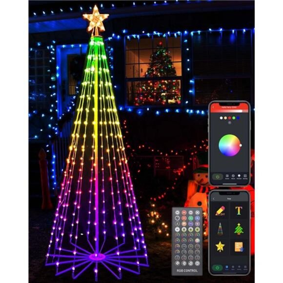 8FT LED Christmas Tree Decorations,355 LED Outdoor Christmas Tree Lights - Picture 1 of 7